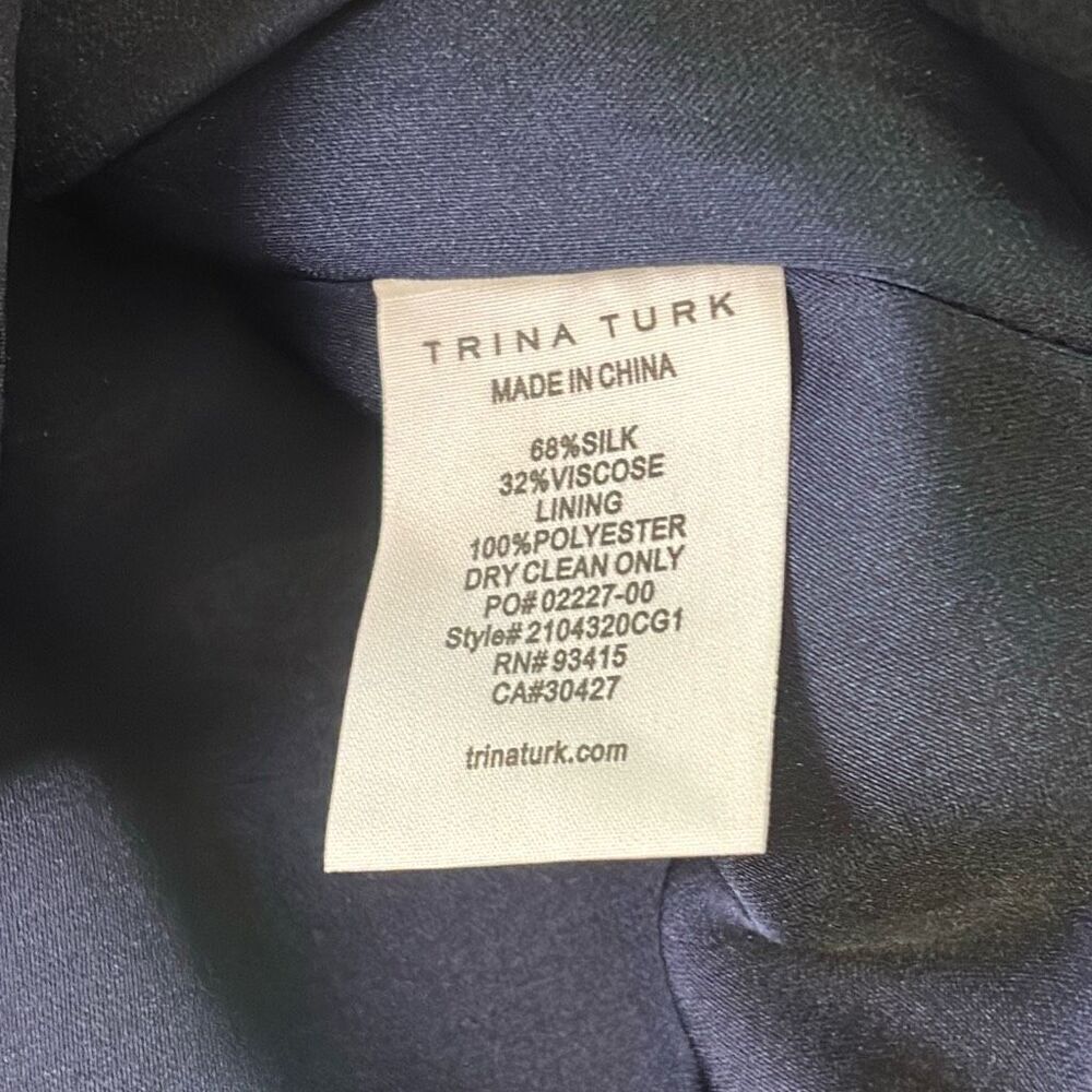 Trina Turk blue silk dress Mahalo Out of Office Indigo Blue XL ruffle - Picture 13 of 15